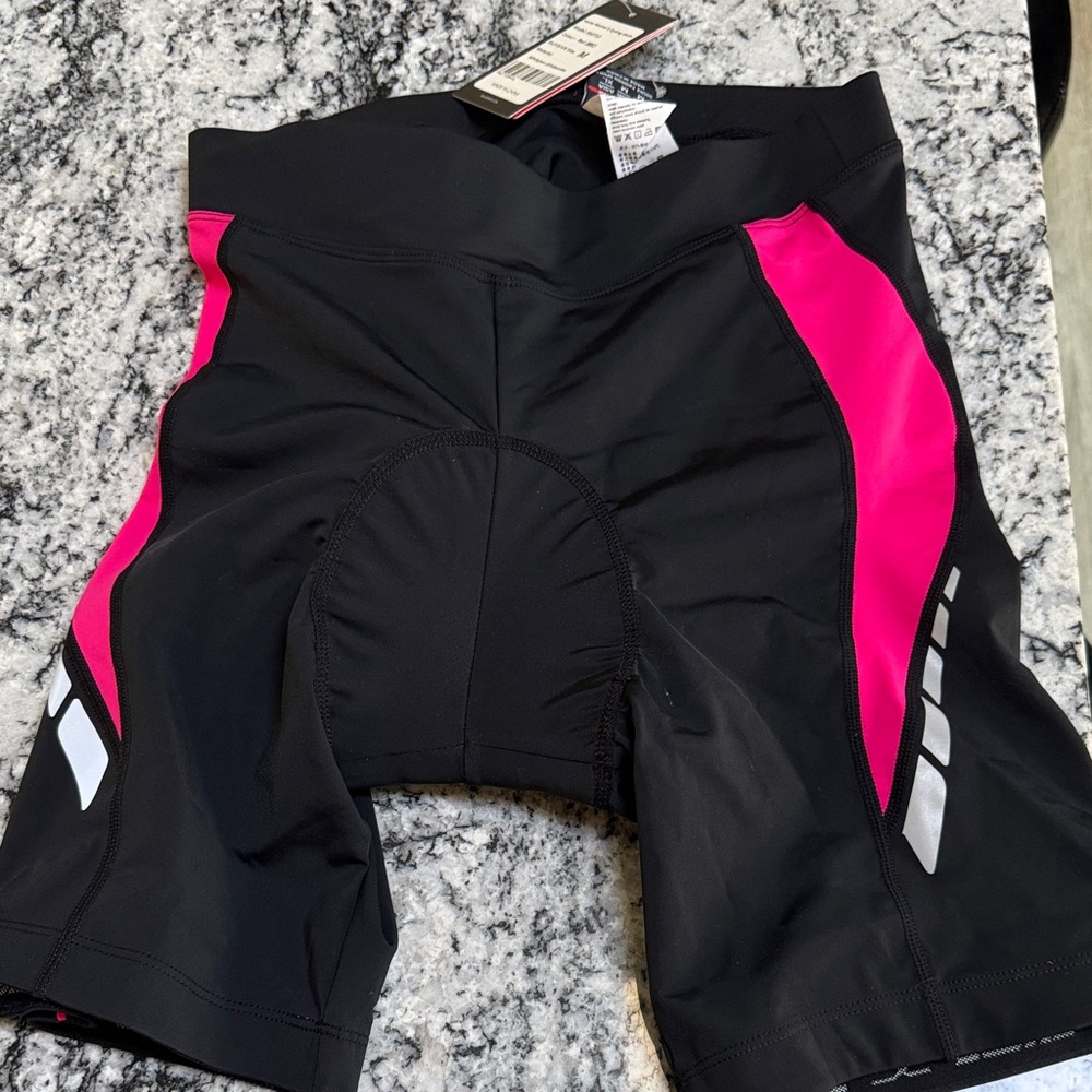 Black Cycling Shorts with Pink Accents